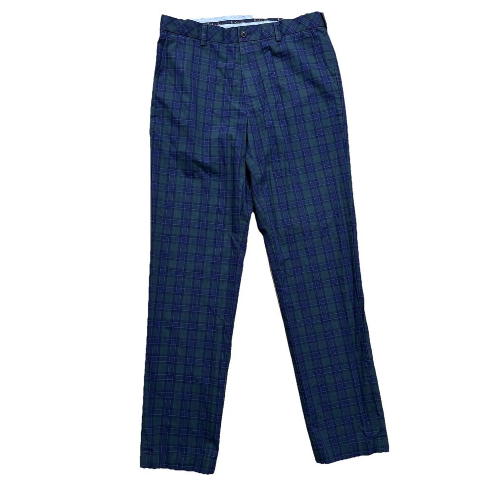 Brooks Brother Advantage Chino Clark Pants Mens Sz 33x32 Blue Plaid Golf Preppy